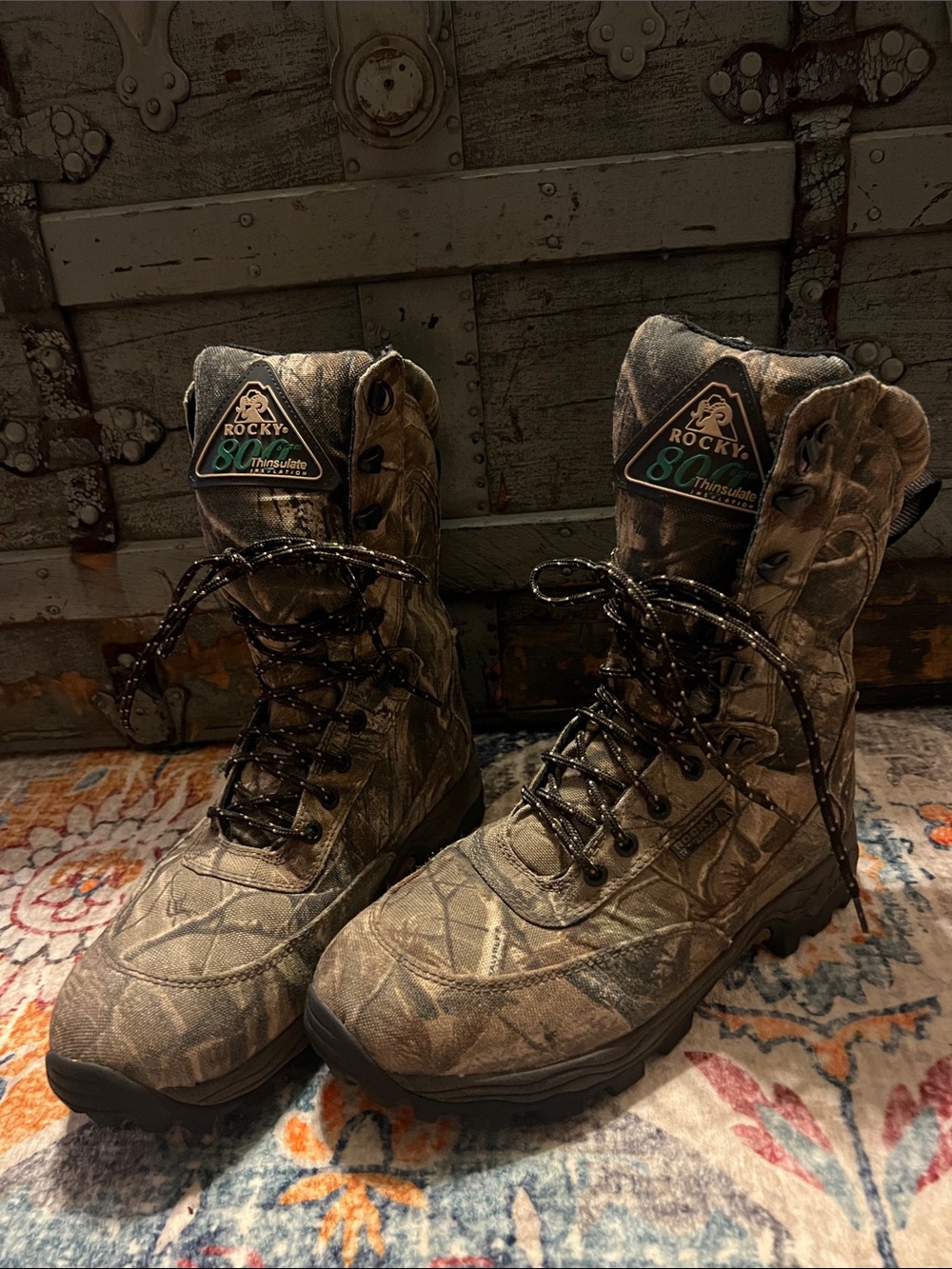 Rocky Camo Lace-Up Waterproof Hunting Boots Men’s Size 7 or Women’s Size 9